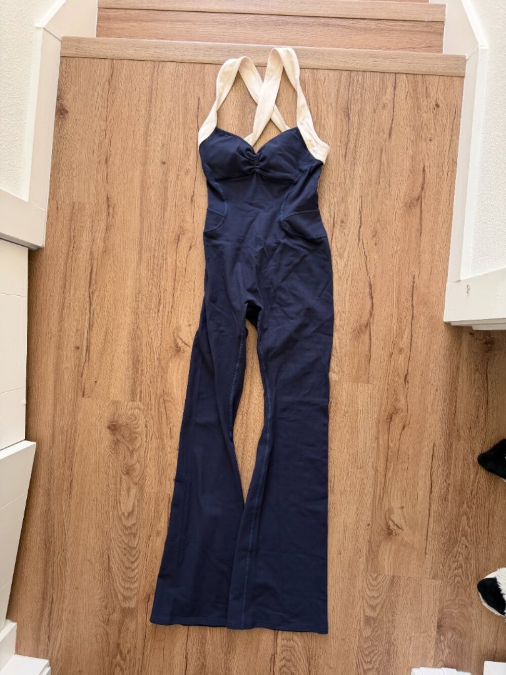 437 The Sculpt Onesie / Navy-Cream — Size M NWT